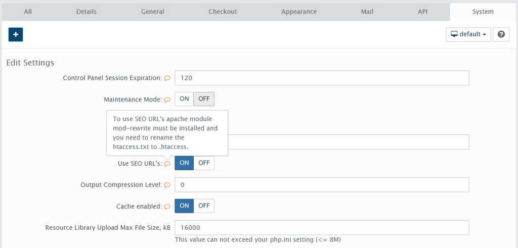 abantecart seo settings